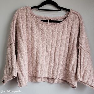 FREE PEOPLE pink knit oversized sweater top  XS